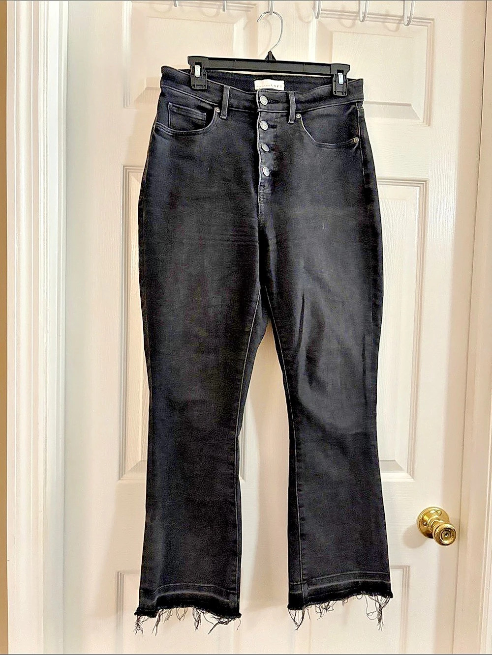 LOFT Black Straight Leg Raw Hem Jeans